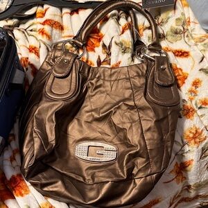 Guess Metallic Brown Shoulder Bag